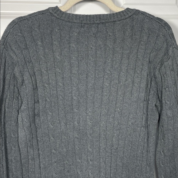 Polo Ralph Lauren Cable Knit Sweater Size Large V Neck Grey Cotton - Picture 9 of 15